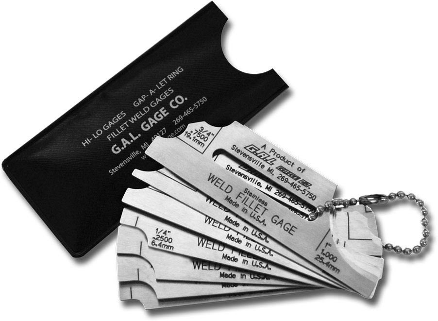 7 Piece Fillet Weld Set - Check Fillet Leg & Throat Size