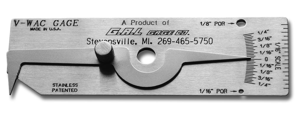 'V-WAC' Single Weld Gauge - Check Undercut, Crown Height, Porosity, Pits, All Stainless Steel