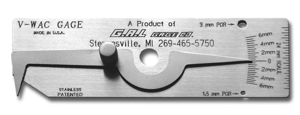 'V-WAC' Single Weld Gauge - Check Undercut, Crown Height, Porosity, Pits, All Stainless Steel